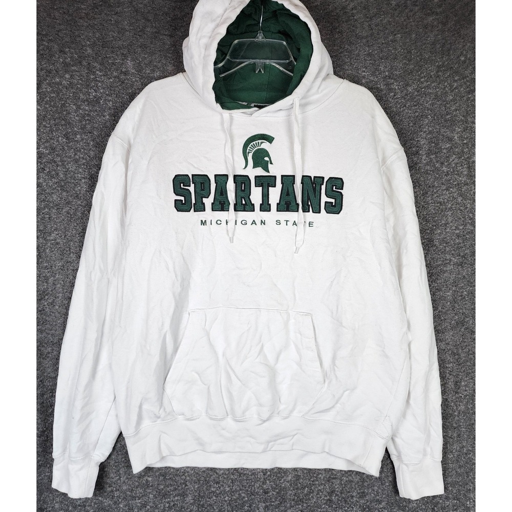 Michigan State Spartans Hoodie Mens XL White NCAA Football Colosseum EUC